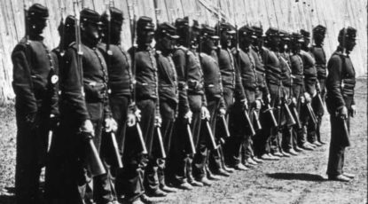 Union soldiers in training, Bentley Historical Library