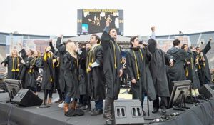 Graduates from the School of Music, Theatre & Dance performed the "Amazing Blue Medley" (Photo: Austin Thomason, Michigan Photography.)