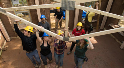 Students build straw bale house