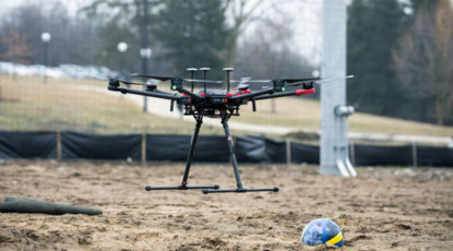 Drone drops ball at M-Air.