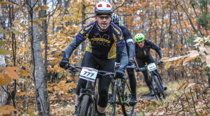 Eryn Smith competes in the Iceman Cometh Challenge, a mountain bike race from Kalkaska to Traverse City, Mich., held every year in November.