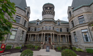 An entrance at the Ohio State Reformatory, a former prison in Mansfield, Ohio, where scenes from the movie “The Shawshank Redemption” were filmed. (Photo by Roger Hart, Michigan Photography)