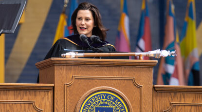 Gov. Whitmer speaks to the Class of 2019. (Image: Michigan Photography.)