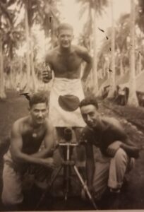 Anthony Procassini (kneeling, left) and two fellow Marines during World War II. (Image courtesy of Anthony Procassini.)