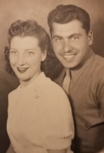 Anthony Procassini (right) with his late wife, Dawn (left), when he graduated from U-M in 1947.