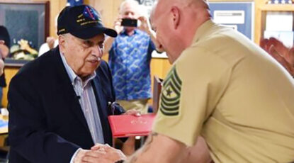 Receiving the Purple Heart in 2019