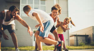 Family plays ball