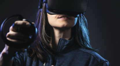 U-M Nursing student experiments with VR Technology.