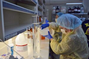 Students make hand sanitizer