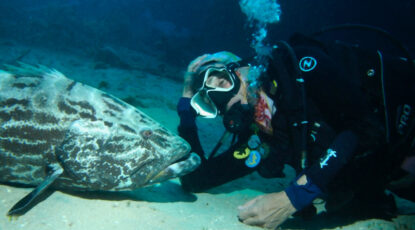 Cathy Church with a grouper