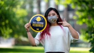 Student with mask