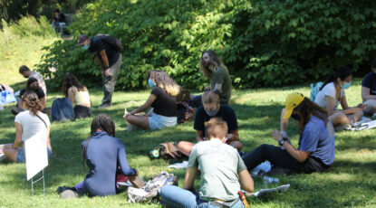 Students study outside