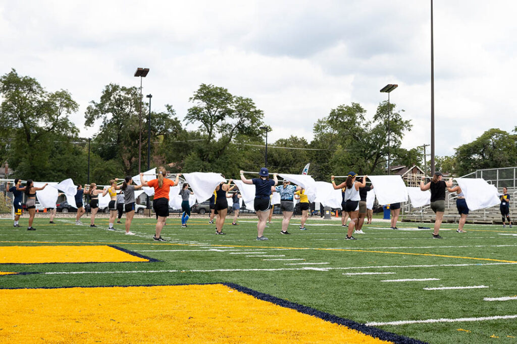 MMB flag section practices at Revelli Field