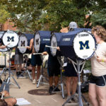 Drumline outside Revelli Hall