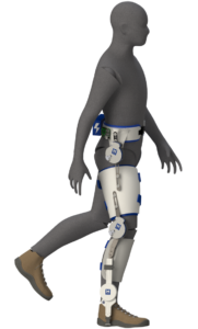 A model of the powered exoskeleton on the hip, knee, and ankle joints.