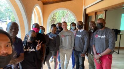 First Fellow, Zachary Petroni, with his Peach team in Kenya.