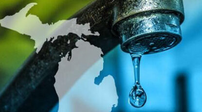 Dripping faucet with Michigan map