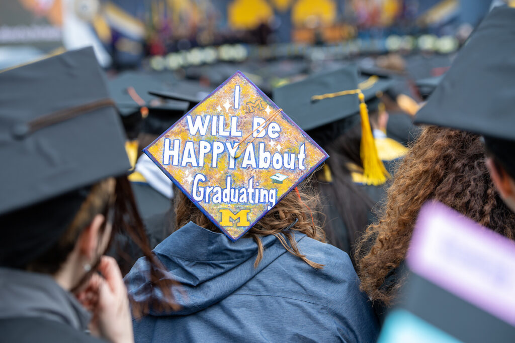 Cap reads: I will be happy about graduating