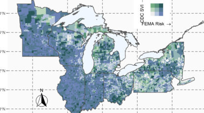 Map of social and natural risk, Great Lakes Region