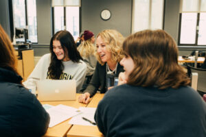 Dean Elizabeth Moje in Education classroom at U-M.