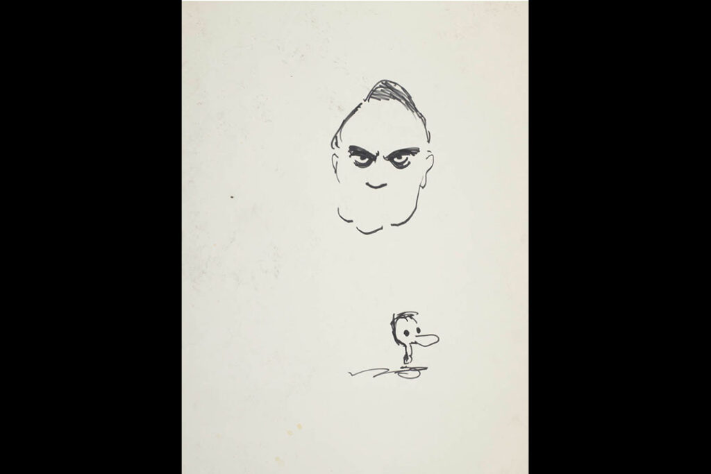 Bob Dole’s eyebrows, charcoal sketch, 1996