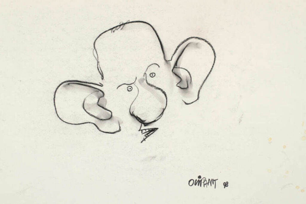 Pat Oliphant, Ross Perot, charcoal sketch, 1998.