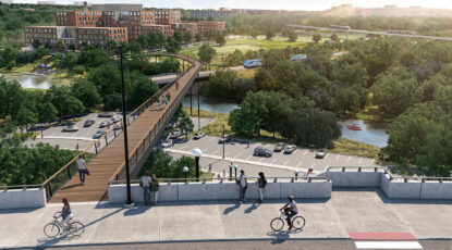 Proposed Mitchell Field Area redevelopment, as viewed from East Medical Center Drive.