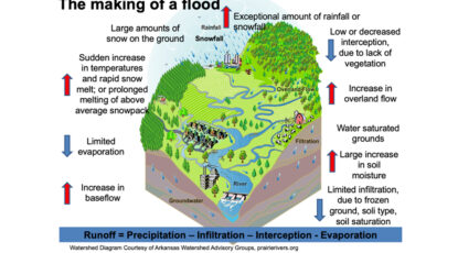 A graphic depicting "the making of a flood."