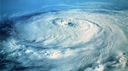 Stock image: Overhead view of the eye if a hurricane.