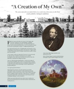 A page from the Our Michigan book title "A Creation of My Own," featuring President Tappan.