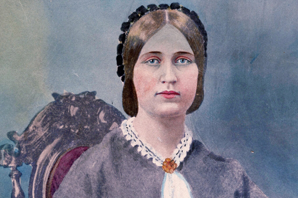 Color portrait of a caucasian woman from 1873.