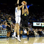 Michigan basketball player No. 50 Vladislav Goldin in a victory over UCLA.