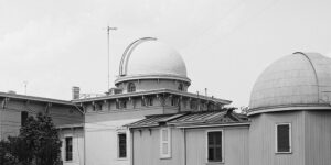 Detroit Observatory, black and white.