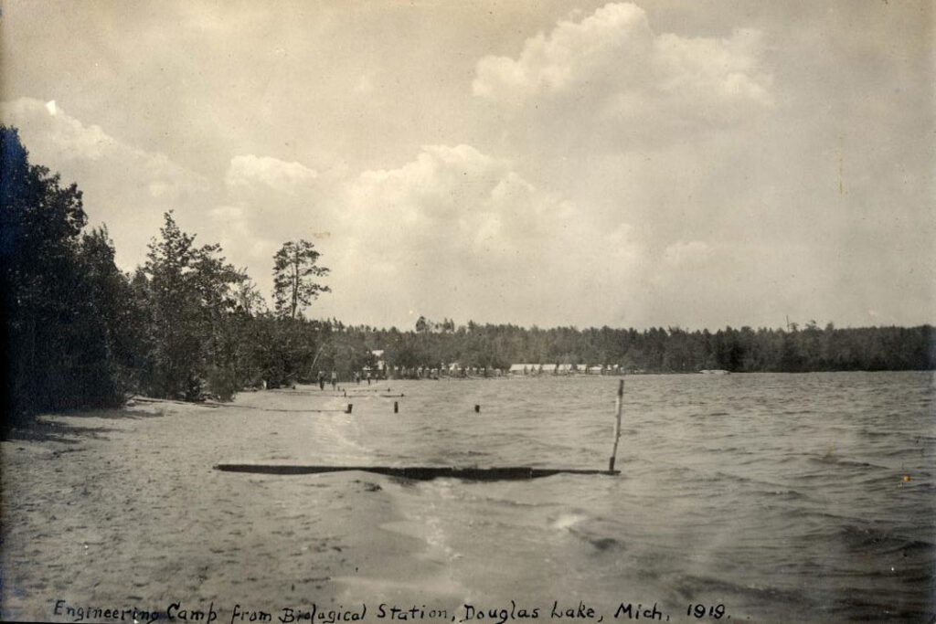 Sepia toned image of Douglas Lake from the shores of the U-M BioStation.