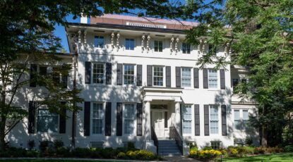 Three-story president's residence at the University of Michigan in Ann Arbor.