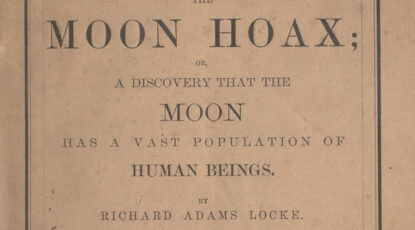 Vintage page from book reads: Moon Hoax