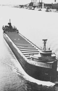 Black and white image of the S.S. Edmund Fitzgerald shows the dimensions -- "absurdly long," says University of Michigan author John U. Bacon.