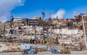 Stock image of damage wrought by LA wildfires in early 2025.