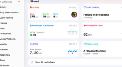 Graphic shows screen from a health tracker
