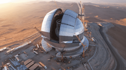 ESO's Extremely Large Telescope (ELT) under construction in Chile's Atacama Desert, April 2026. (Credit: ESO/G. Vecchia.)