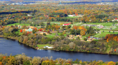 Aerial view of Concordia campus in Ann Arbor, Michigan, 2026.