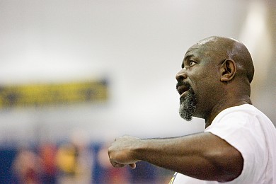 James Henry, in 24 years as head coach for women's track and field, has produced 100 All-American and 167 All-Big Ten athletes. His teams and individual athletes have won an astounding 129 Big Ten titles and six national championships. (Photo: Scott Galvin, U-M Photo Services.) <a href=