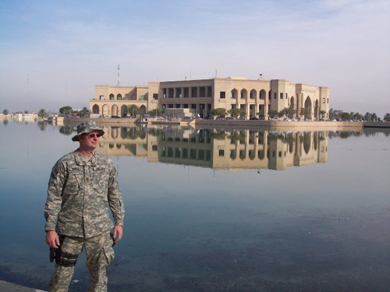 Commander Mayes at Al Faw Palace in Baghdad. 