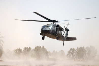 The laser system developed by U-M professor Mohammed Islam could protect helicopters such as this Black Hawk in Iraq.