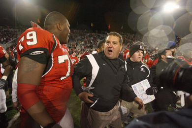 After working as an assistant coach for Michigan, where he was part of the 1997 national championship-winning staff, Hoke took the head coaching job at Ball State and led the team to a school-record 12-win season. (Photo: Getty Images.)