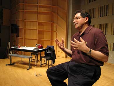 Steve Fetter onstage in his play about 9/11, 'A Blue Sky Unlike Any Other.' (Photo courtesy Steve Fetter.)