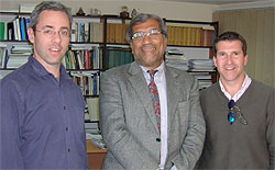 Researchers Jeremy Ginges, Khalil Shikaki, and Eric Dubow at the Palestinian Center for Policy and Survey Research in Ramallah. (Image courtesy of the researchers.)