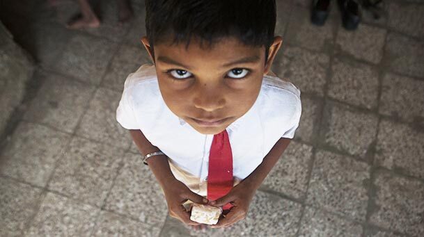 Indian boy with soap