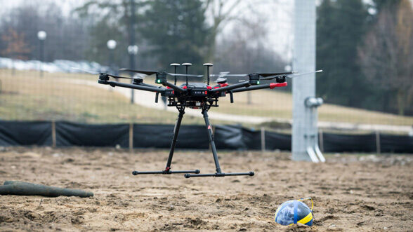 Drone drops ball at M-Air.