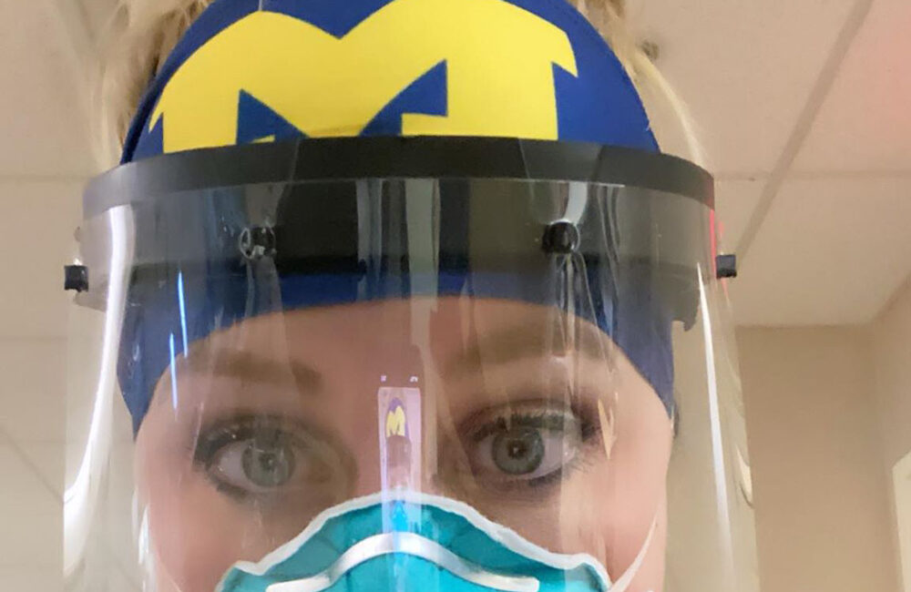 Michigan Medicine Nurse in PPE gear, summer 2020